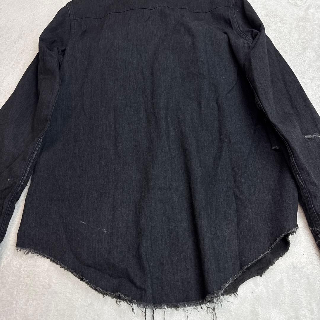 サンローラン エディ期 SAINT LAURENT クラッシュデニムシャツ 黒