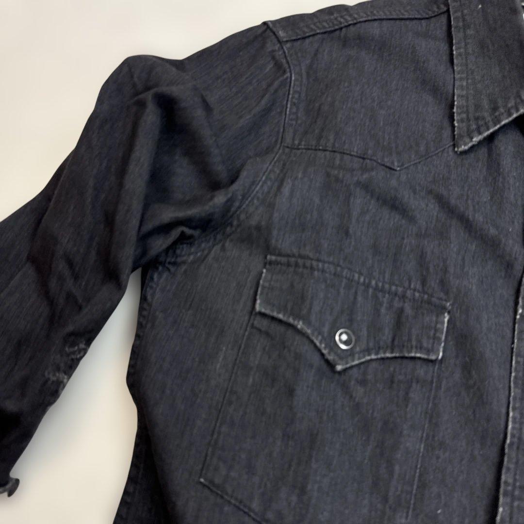 サンローラン エディ期 SAINT LAURENT クラッシュデニムシャツ 黒