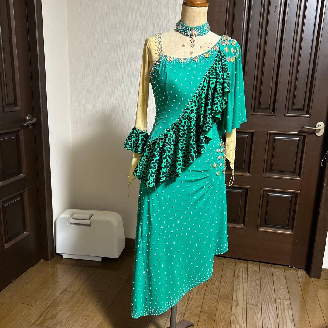 社交ダンス用ラテンドレス 、グリーン