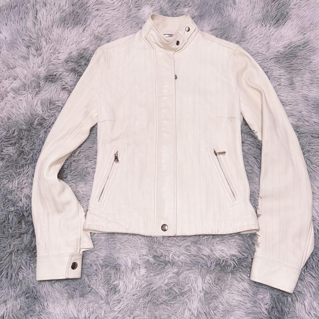 ドルチェ&ガッバーナ　ホワイト　ライダース　38 シープスキン