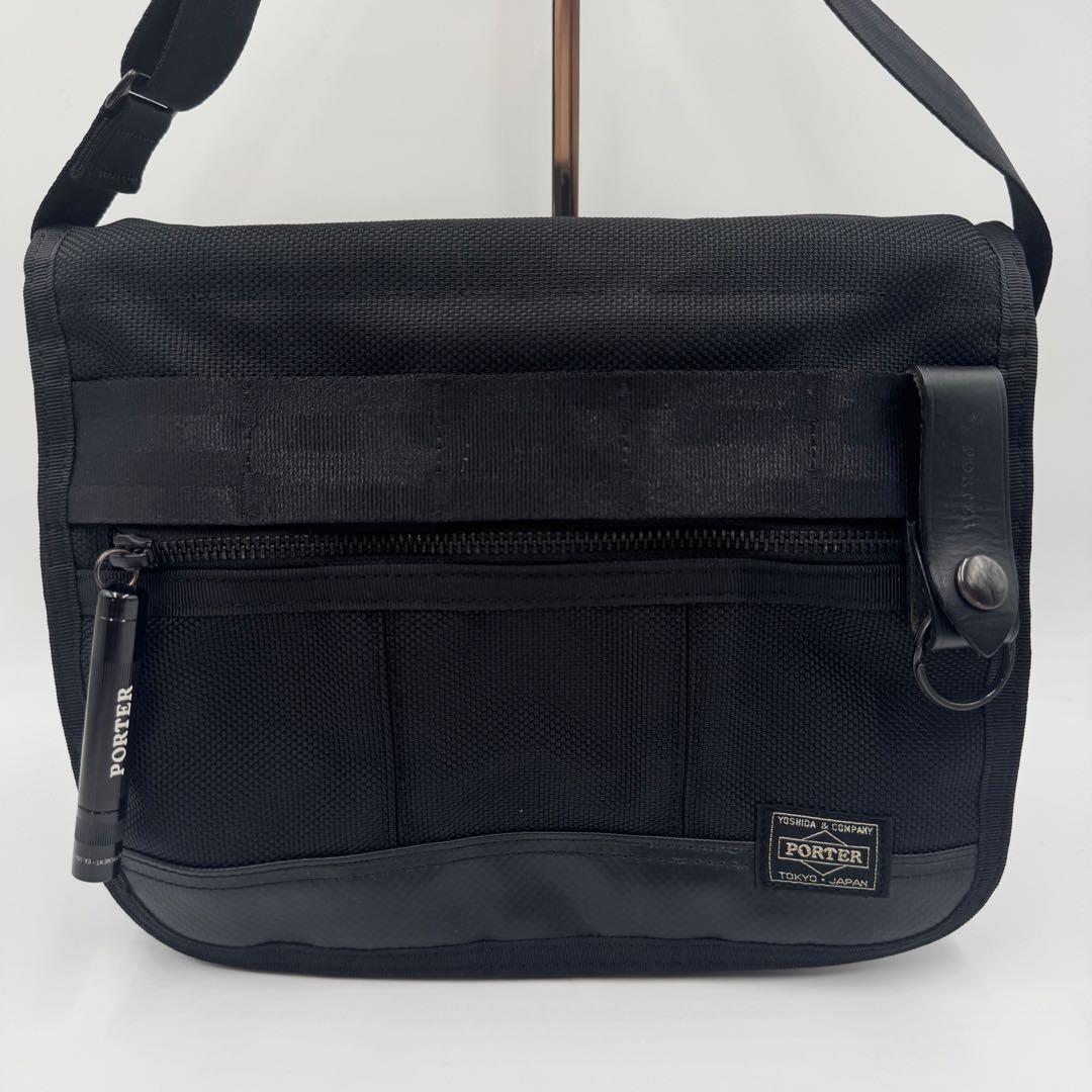 ポーター　メッセンジャーバッグ ヒート マグライト付　黒　ショルダー　斜め掛け