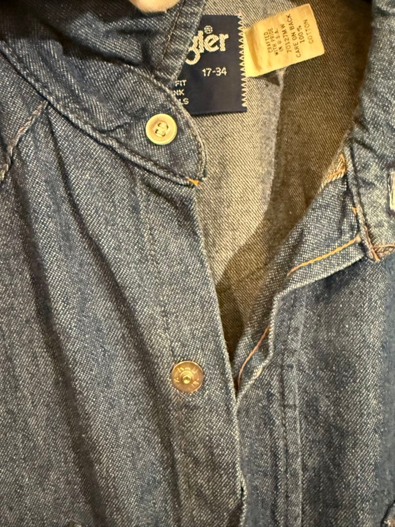 ビンテージ wrangler/ラングラー デニムシャツ 27MW 70年代