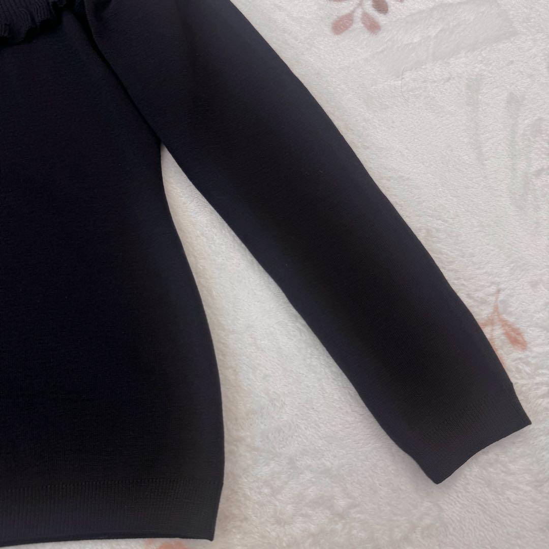 美品 Christian Dior ブラック フリル ニット セーター M 黒