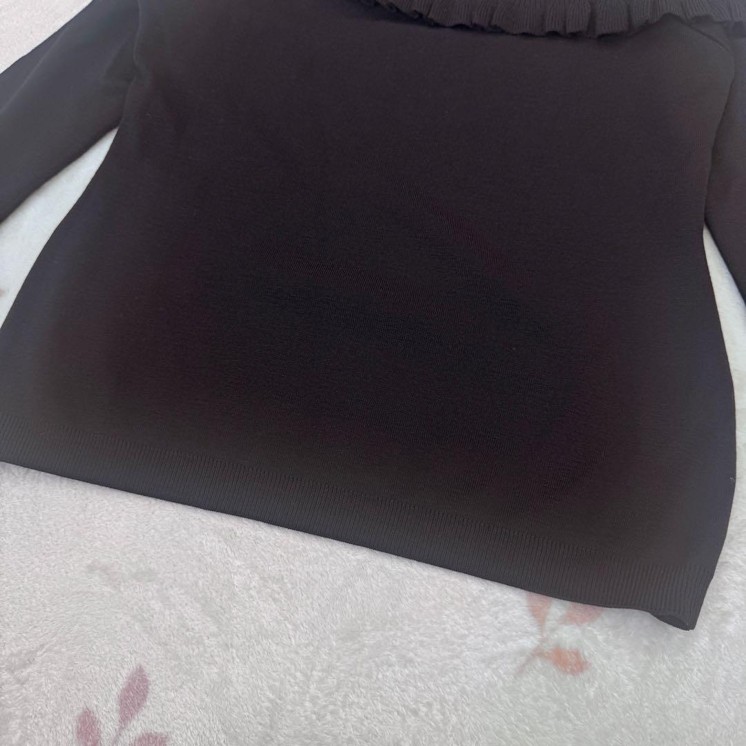 美品 Christian Dior ブラック フリル ニット セーター M 黒