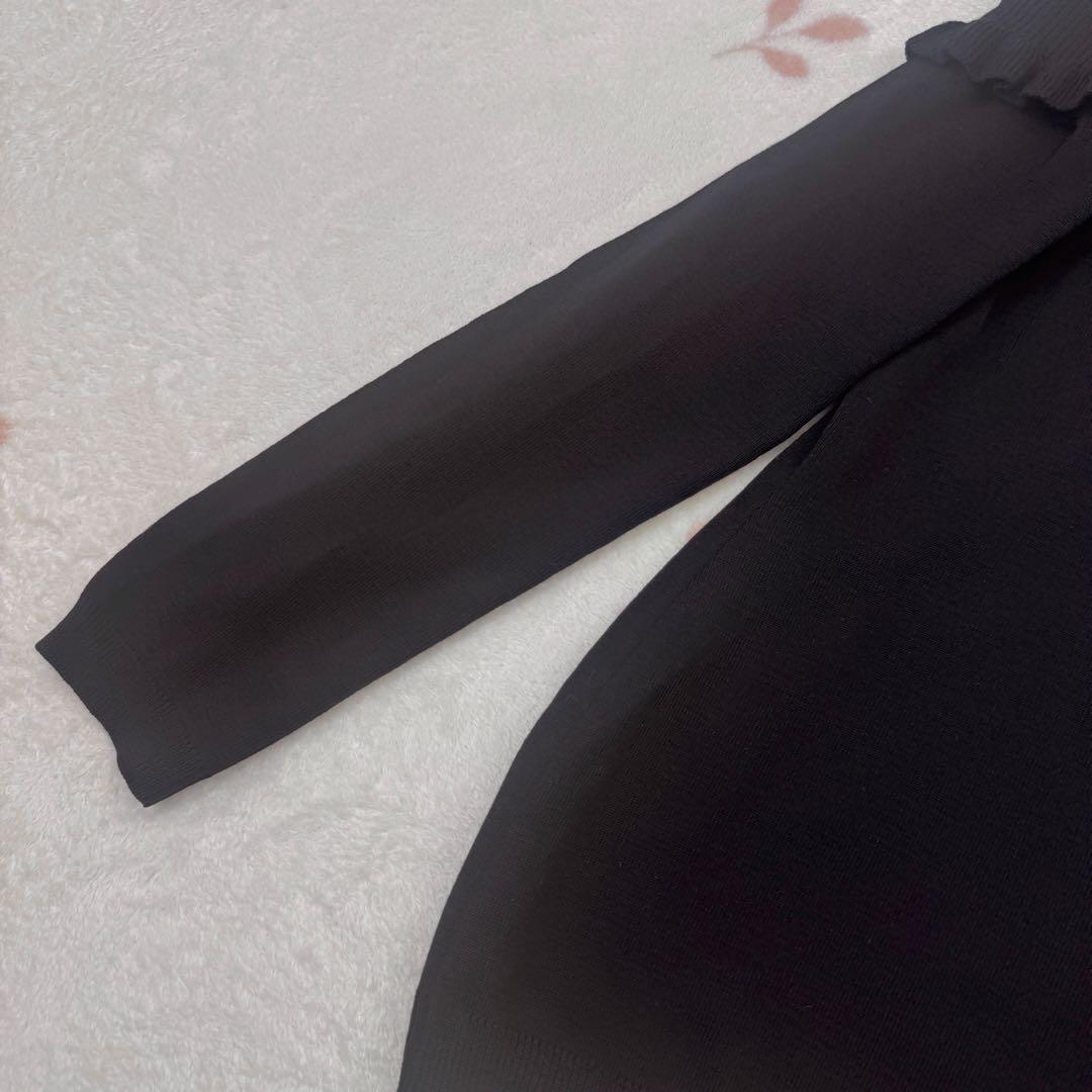 美品 Christian Dior ブラック フリル ニット セーター M 黒
