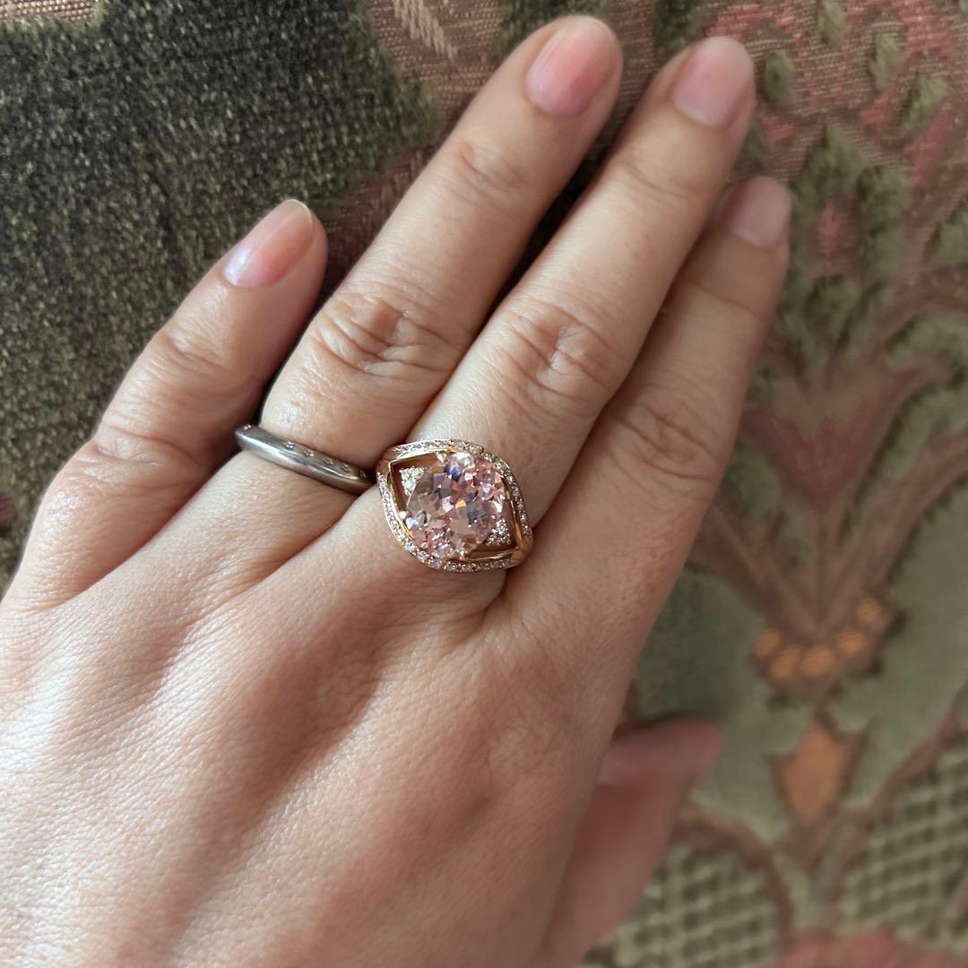 専用です　ピンクゴールド モルガナイト3.57ct ダイヤモンド　指輪　リング