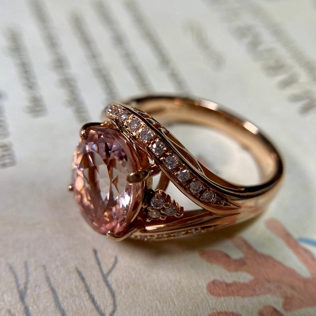 専用です　ピンクゴールド モルガナイト3.57ct ダイヤモンド　指輪　リング