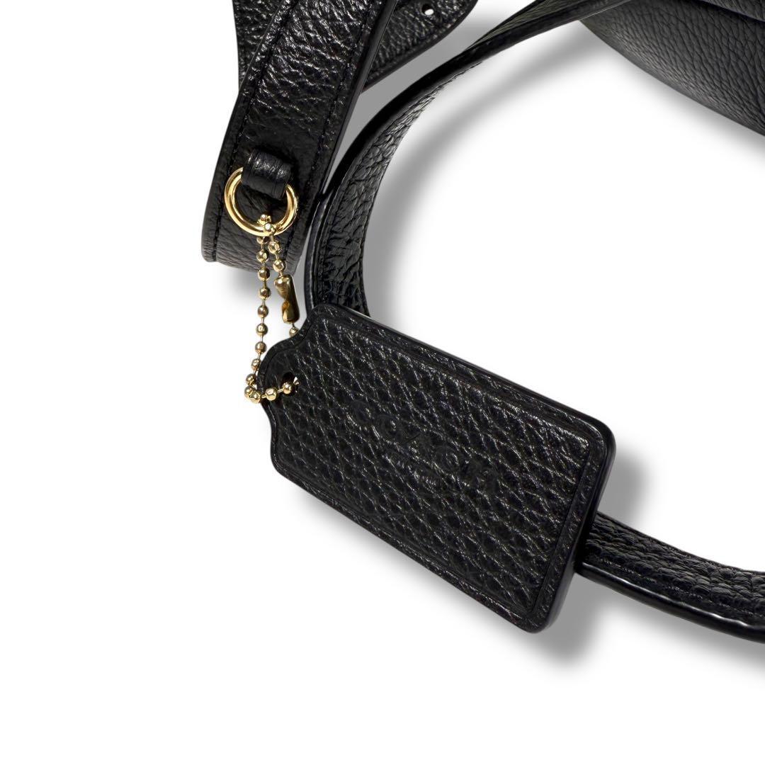 極美品 コーチ リュック バックパック レザー ブラック フラップ ターンロック