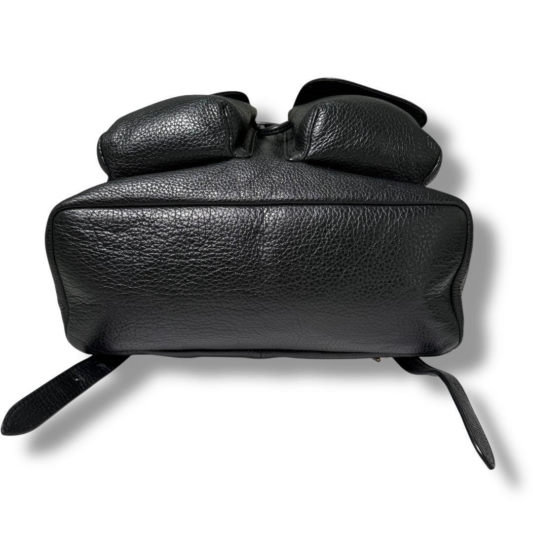 極美品 コーチ リュック バックパック レザー ブラック フラップ ターンロック