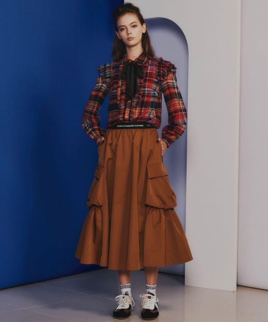 ダブルスタンダードクロージング チェックシフォンボウタイブラウス