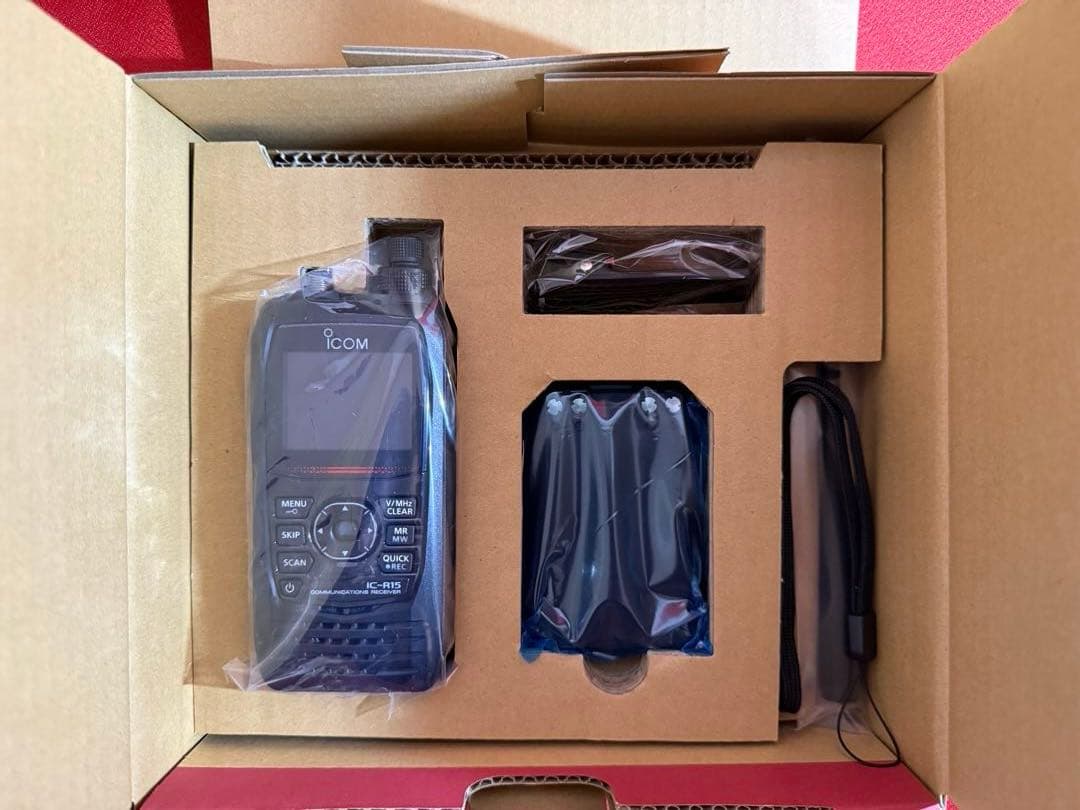 ICOM IC-R15（受信改造済）+乾電池ケース+ソフトウェア+ロッドアンテナ