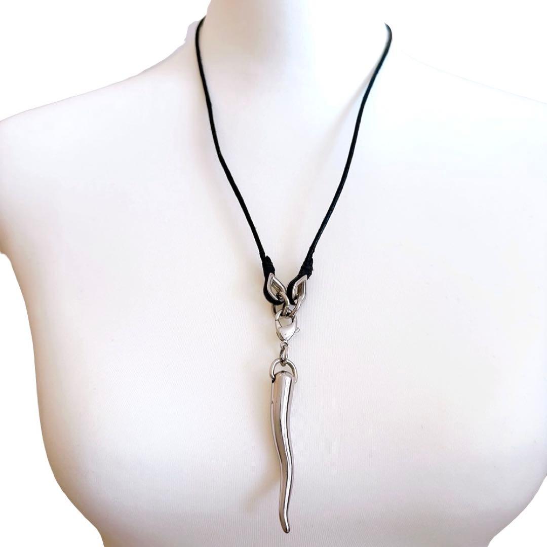 美品✨ドルチェ&ガッパーナ コルノネックレス ペンダント シルバー×ブラック 箱