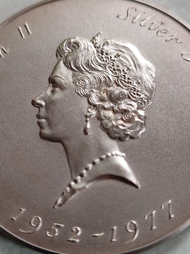 希少1977 イギリス エリザベス ジュビリー 銀 メダルシルバー銀貨