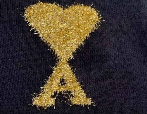 Ami Paris 黒 ポロシャツ 長袖 金色刺繍 セーター M