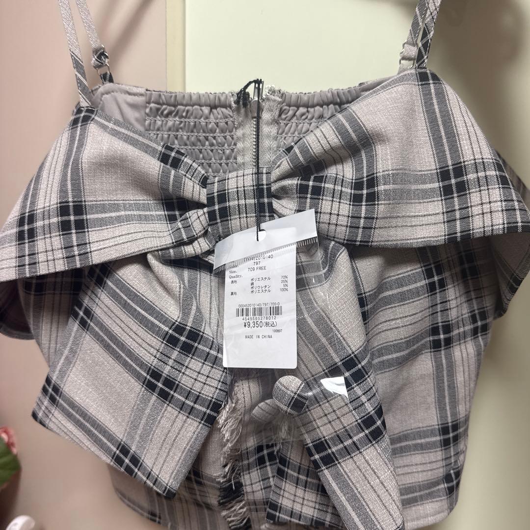 LIP SERVICEツイードリボンオフショルトップス