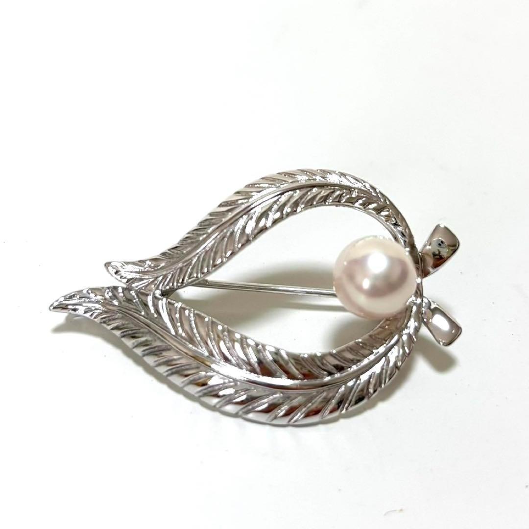 【極美品】MIKIMOTO ミキモト パール　ブローチ　コサージュ　リーフ