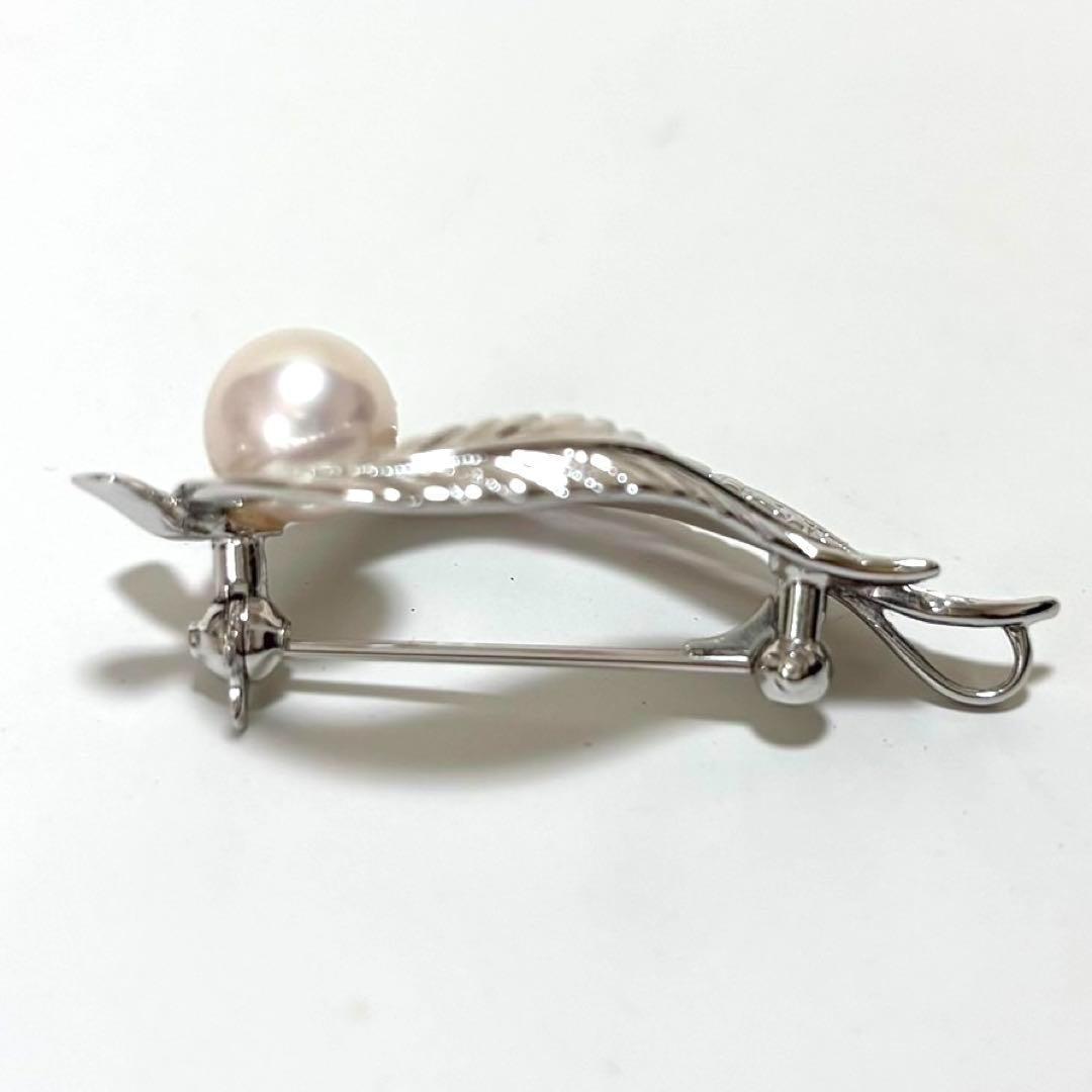 【極美品】MIKIMOTO ミキモト パール　ブローチ　コサージュ　リーフ