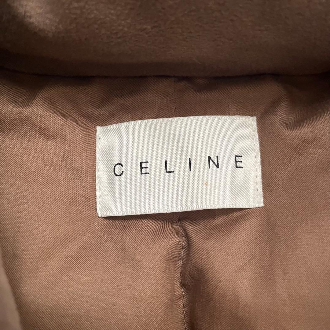 CELINE キルティングダウンベスト ベージュ/ブラウン　総柄　トリオンフ