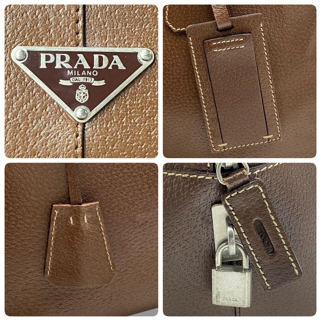美品 PRADA レザー ブラウン ビジネス バッグ archive A4 希少