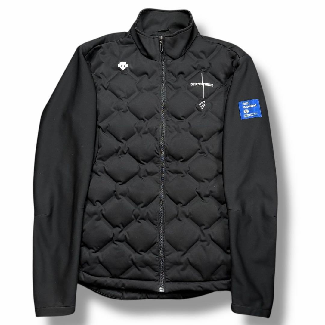美品 DESCENTE ゴルフウェア キルティング ロゴ ダウン アウター 黒