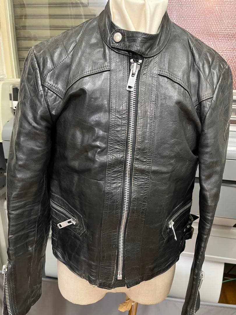 ルイスレザー　レザーライダースジャケット レザー 革ジャン ブラック 古着