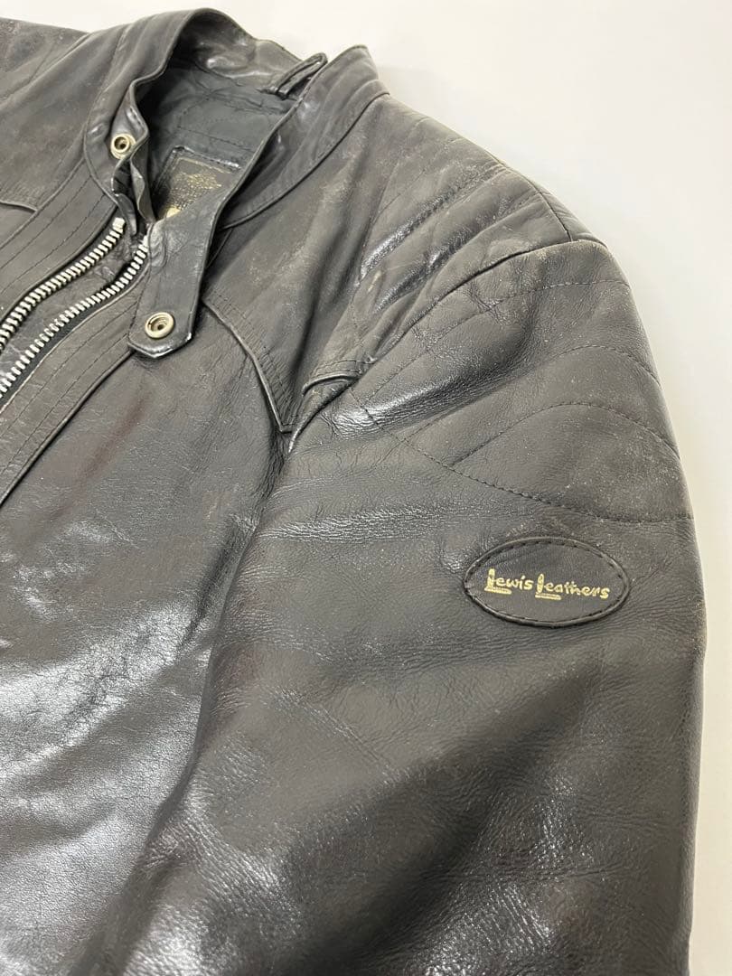 ルイスレザー　レザーライダースジャケット レザー 革ジャン ブラック 古着