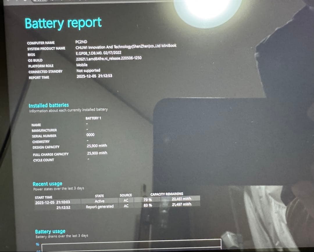 CHUWI MiniBook 8インチ Celeron J4125 訳アリ品