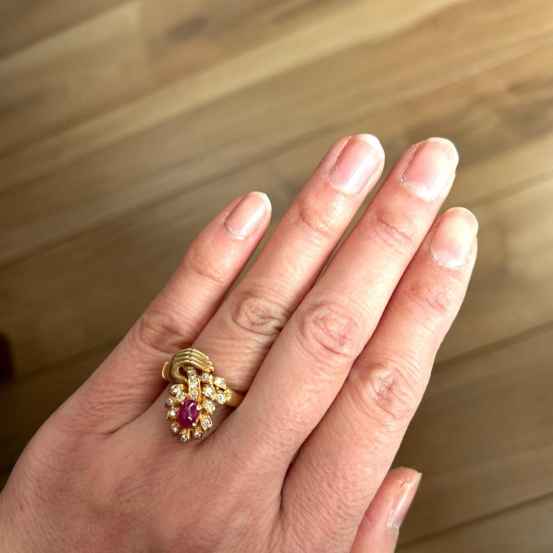 K18花デザインリング