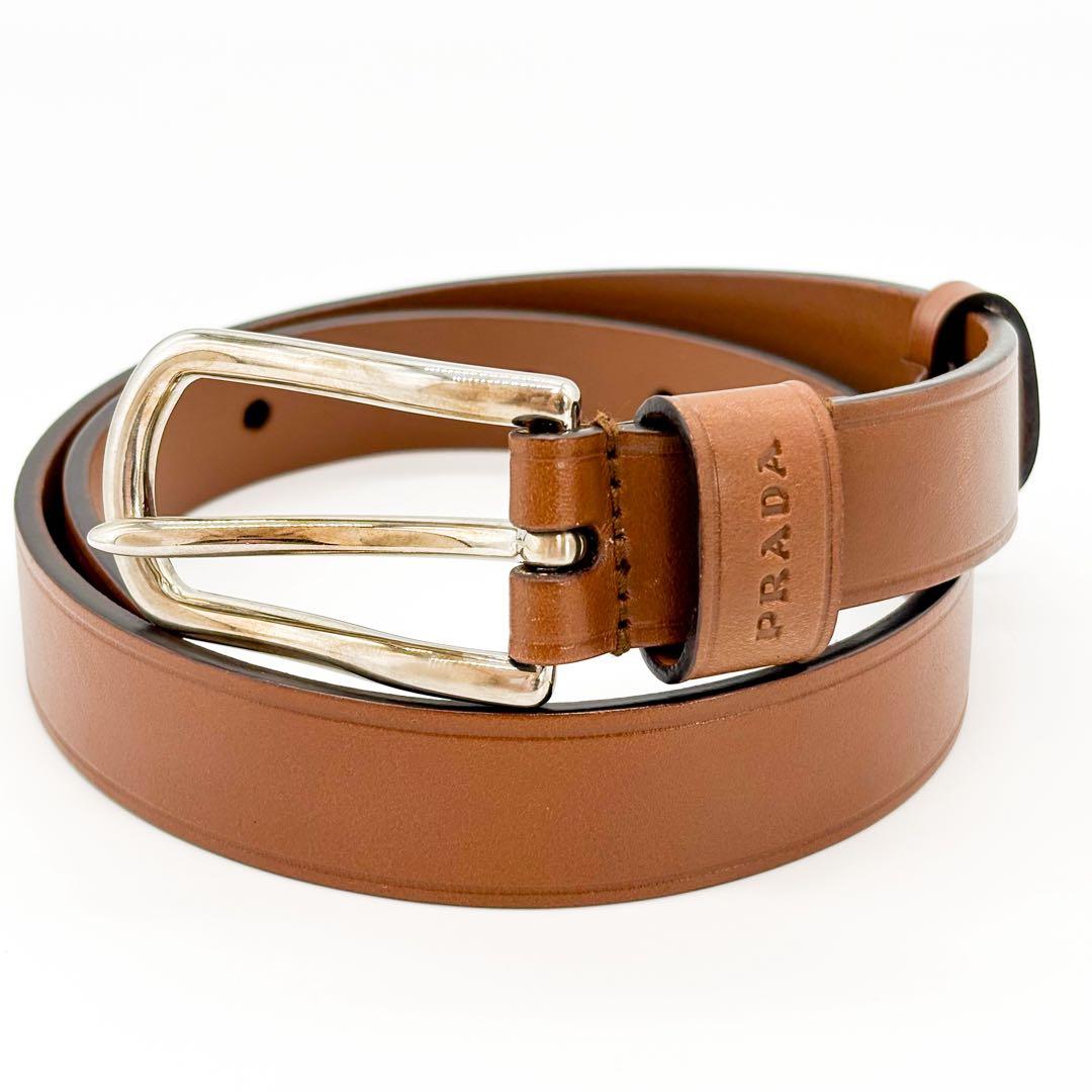 ♡美品♡ PRADA プラダ レザー シルバー金具 ベルト