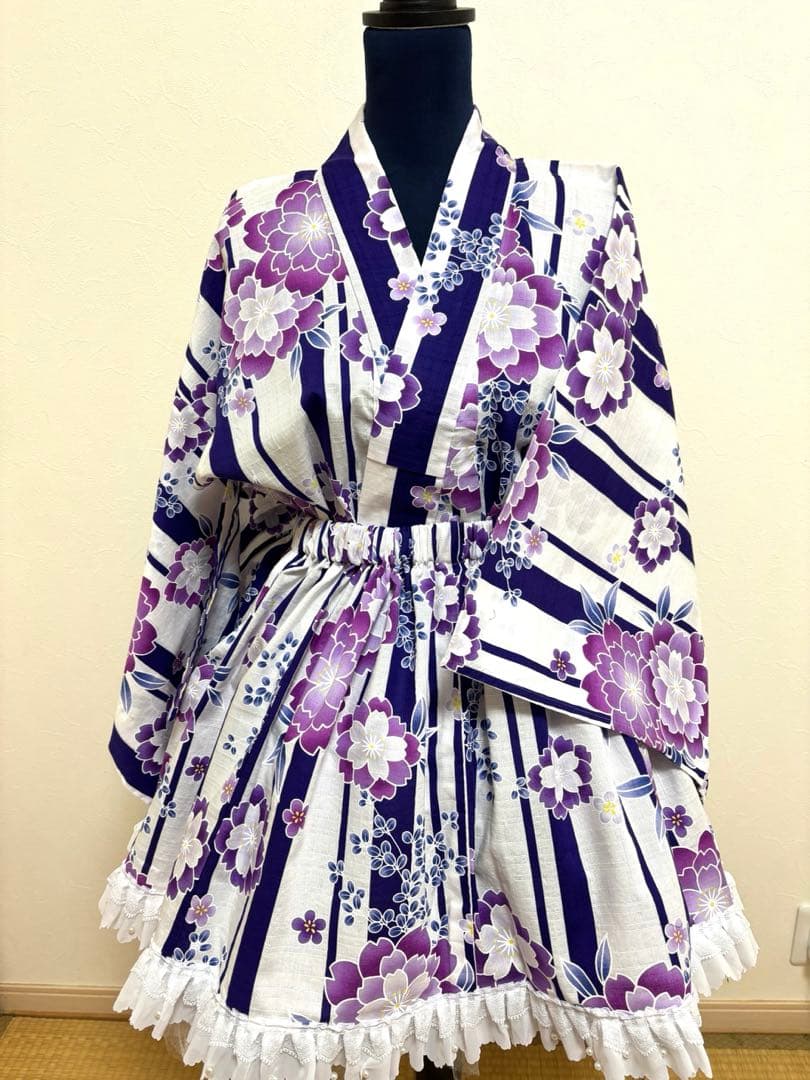 【創作】浴衣ドレス　オリジナル　地雷系量産型兵児帯セット