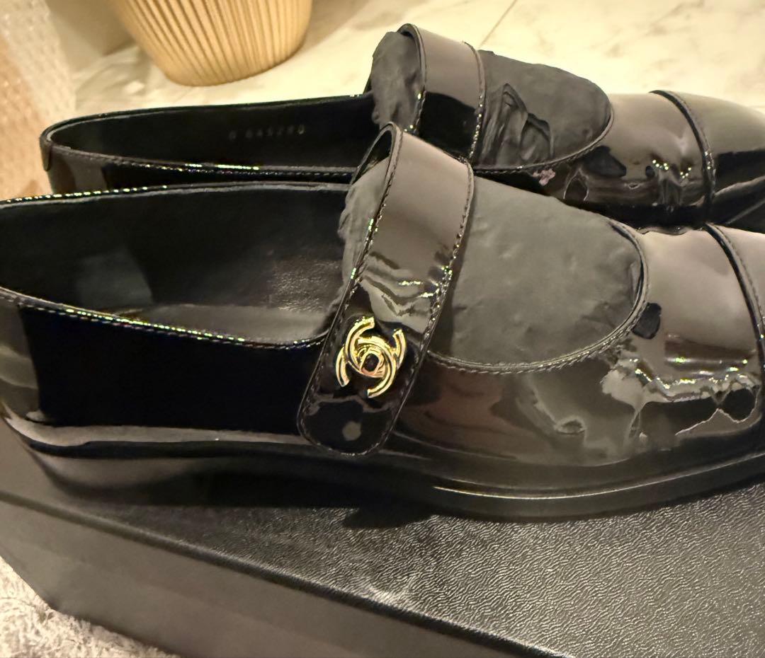 専用です　シャネル　メリージェーン　黒パテント　38 ターンロック