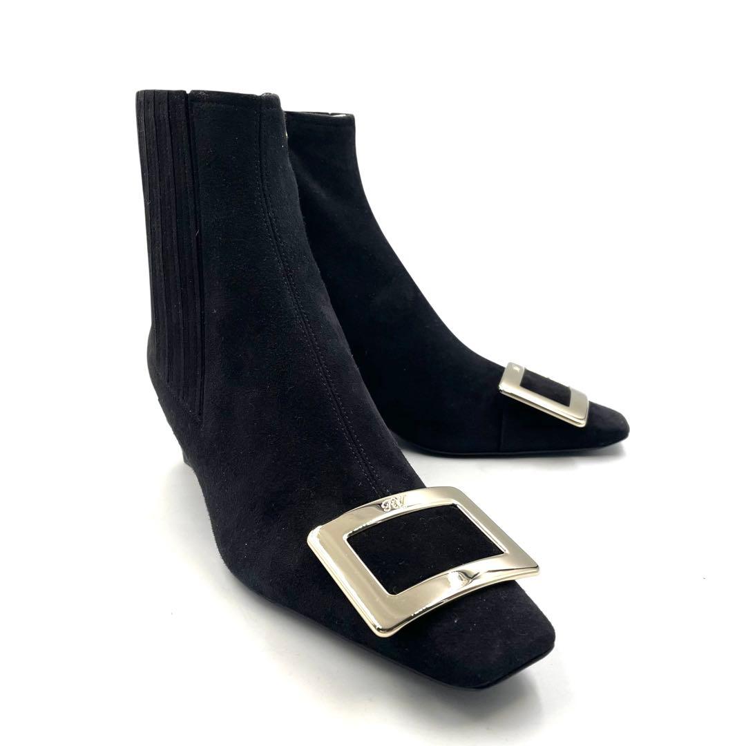 《未使用品》ロジェヴィヴィエ サイドジップブーツ スエード 黒系 36 1/2