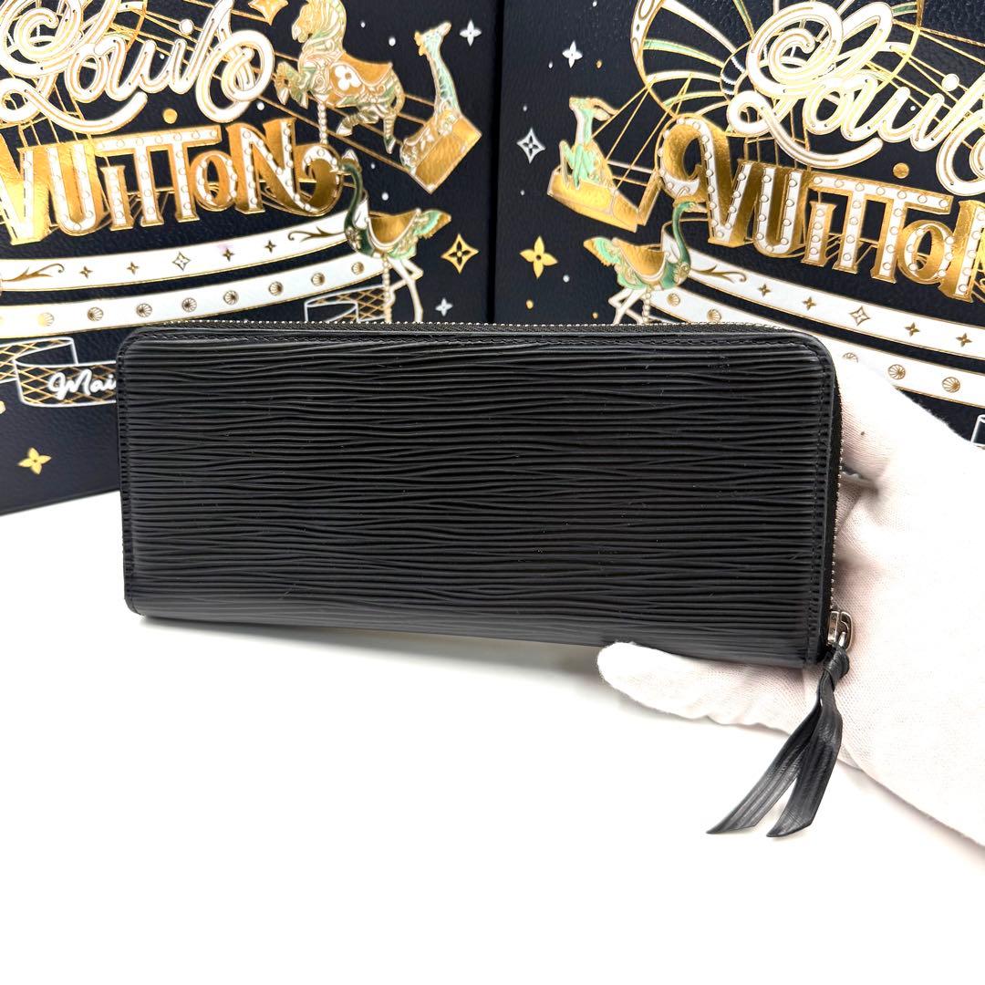 ルイヴィトン ポルトフォイユ クレマンス エピ ノワール 長財布 黒 銀