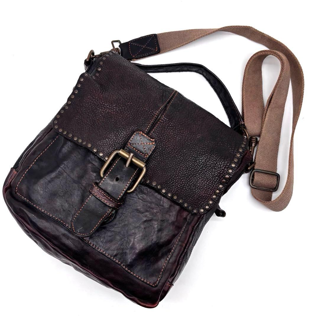 ✨激レア✨ カンポマッジ　ショルダーバッグ　スタッズ　2way　ビンテージ　焦茶