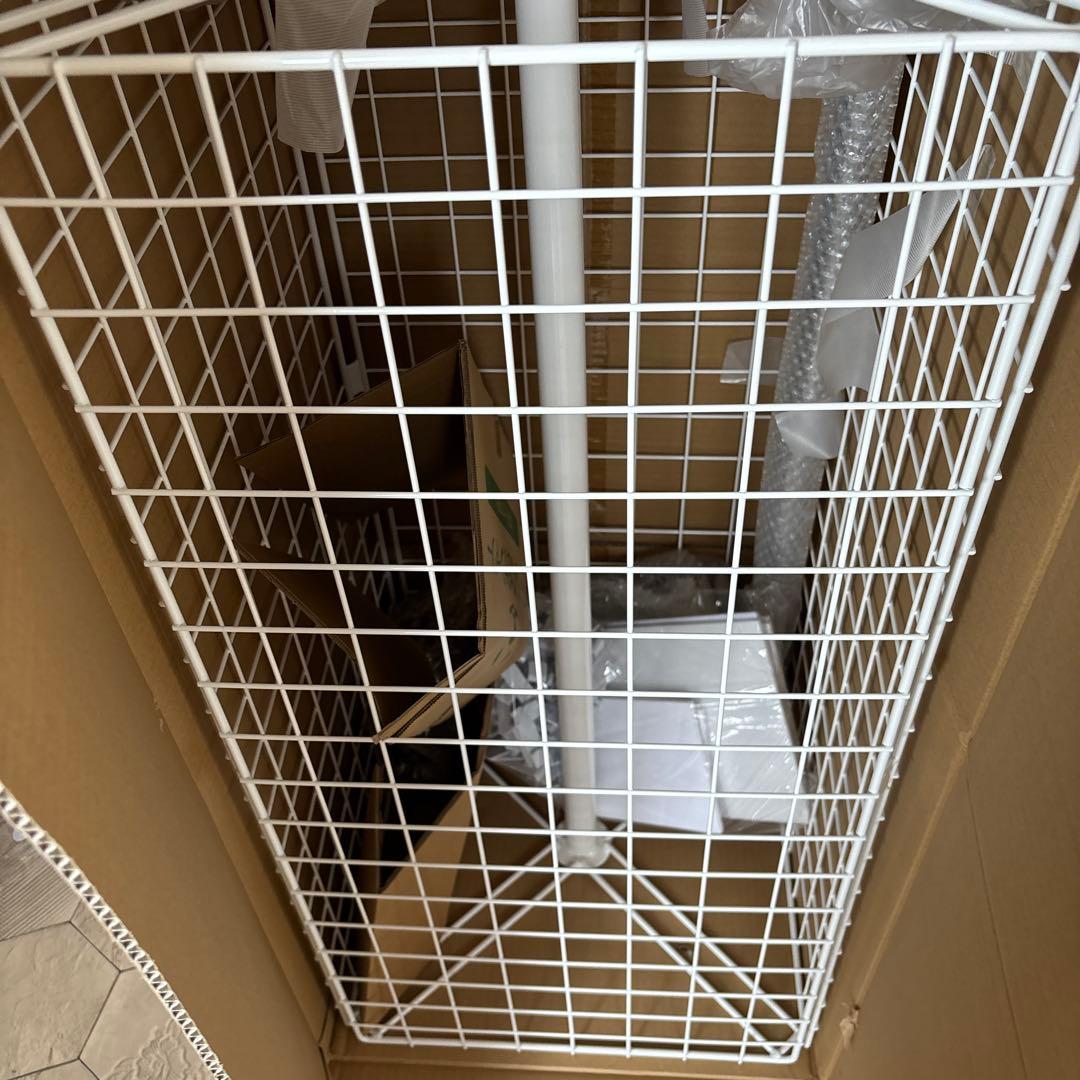 店研創意（ストア・エキスプレス） ４面回転ネット什器　白　回転ネット什器