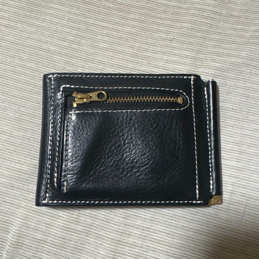 Radiant 黒 レザー マネークリップ　二つ折り財布