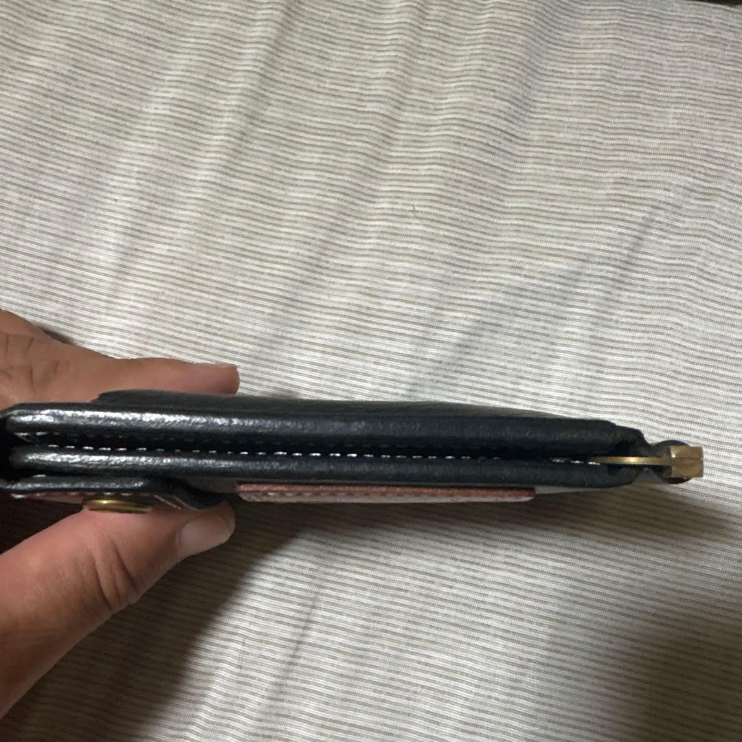 Radiant 黒 レザー マネークリップ　二つ折り財布