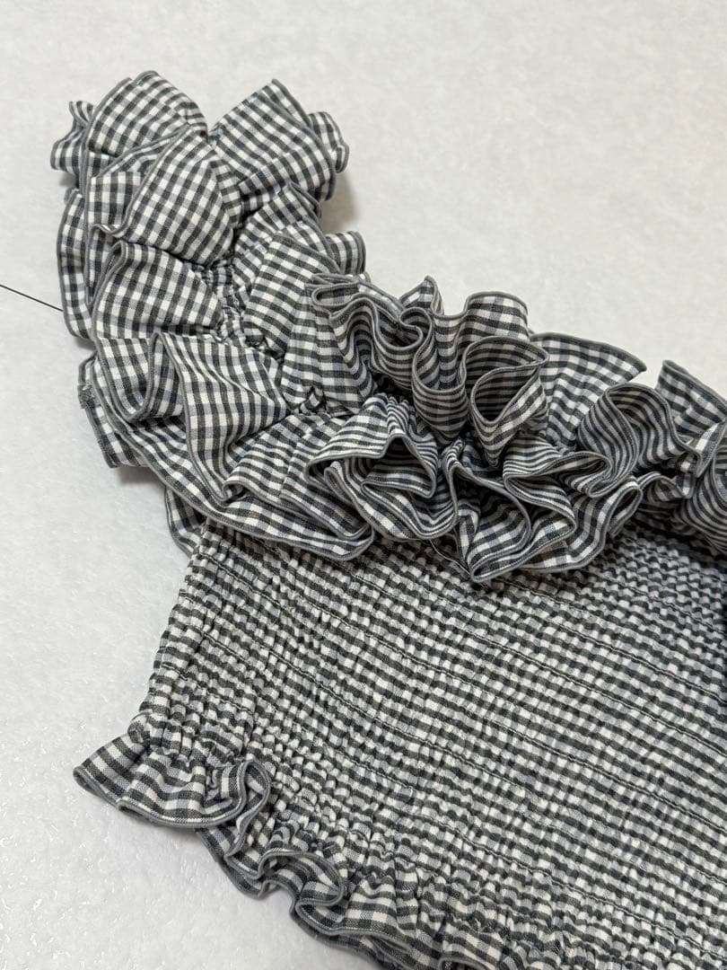 Darich ギンガムチェックオフショルトップス