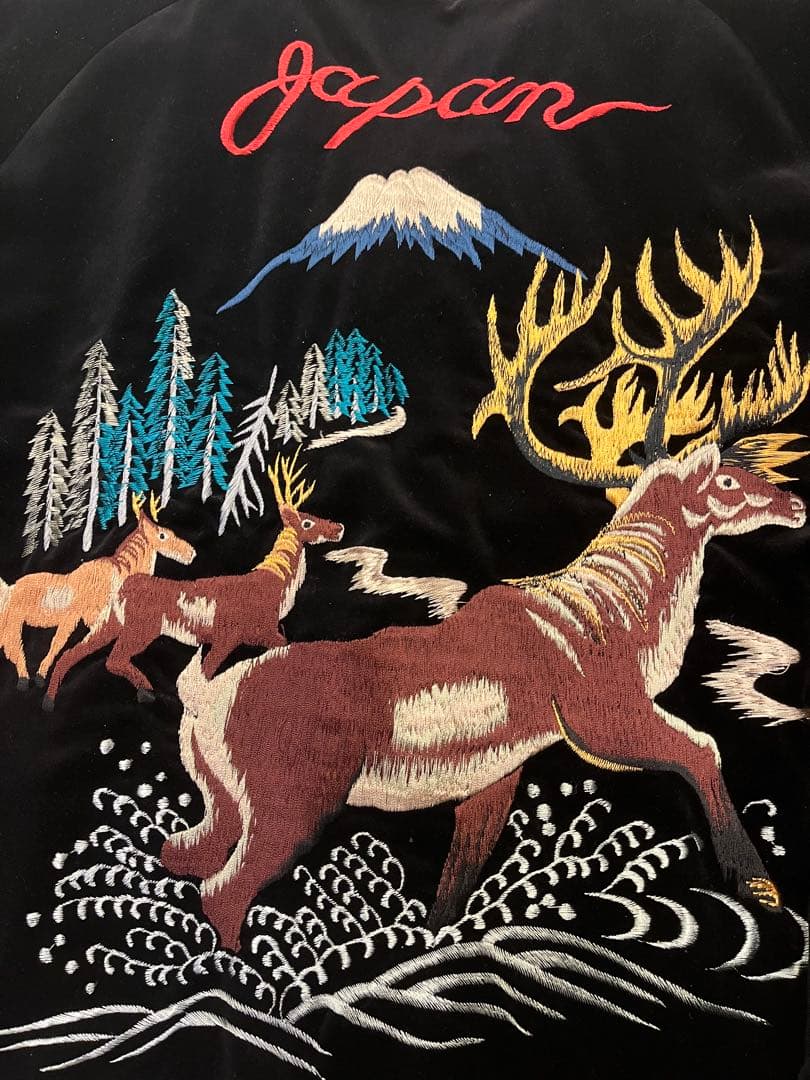 別珍　テーラー東洋　スカジャン　黒×紫　鹿　龍　富士　日本地図　アラスカジャン