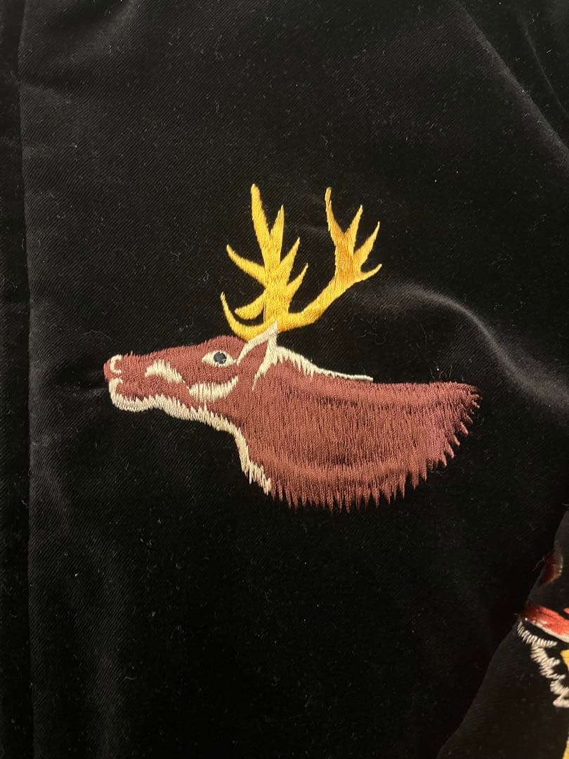 別珍　テーラー東洋　スカジャン　黒×紫　鹿　龍　富士　日本地図　アラスカジャン