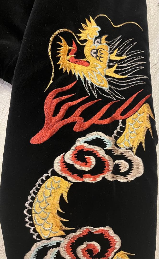 別珍　テーラー東洋　スカジャン　黒×紫　鹿　龍　富士　日本地図　アラスカジャン