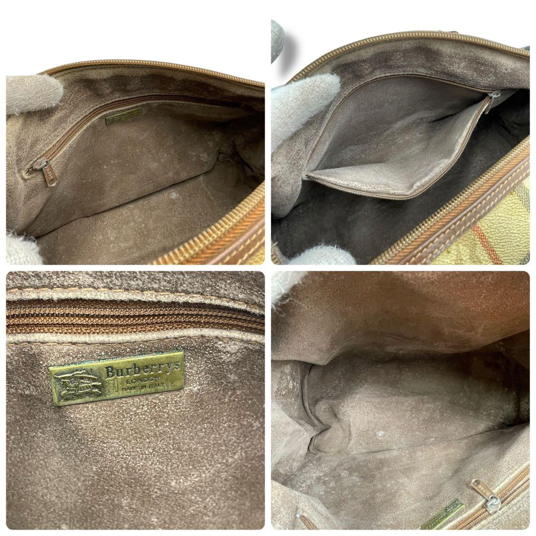 バーバリー PVC レザー ミニボストンバッグ ノバチェック ホースロゴ