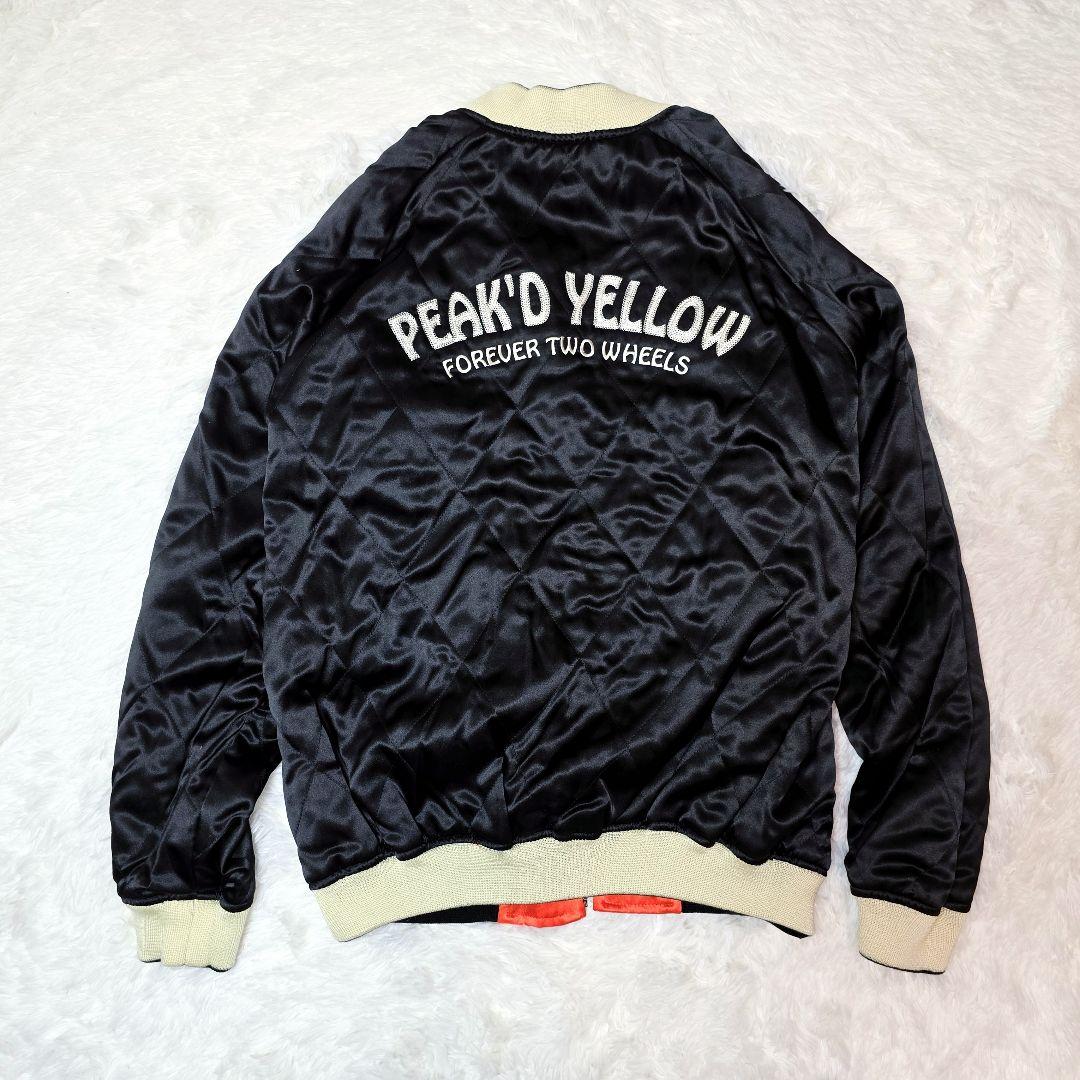 PEAK'D YELLOW スカジャン ブラック×オレンジ 刺繍 バイク 和柄