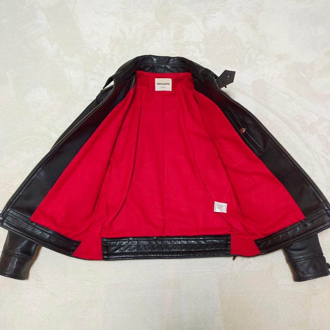 MARK AWARE　馬革　茶芯　シングルライダースジャケット　2サイズ