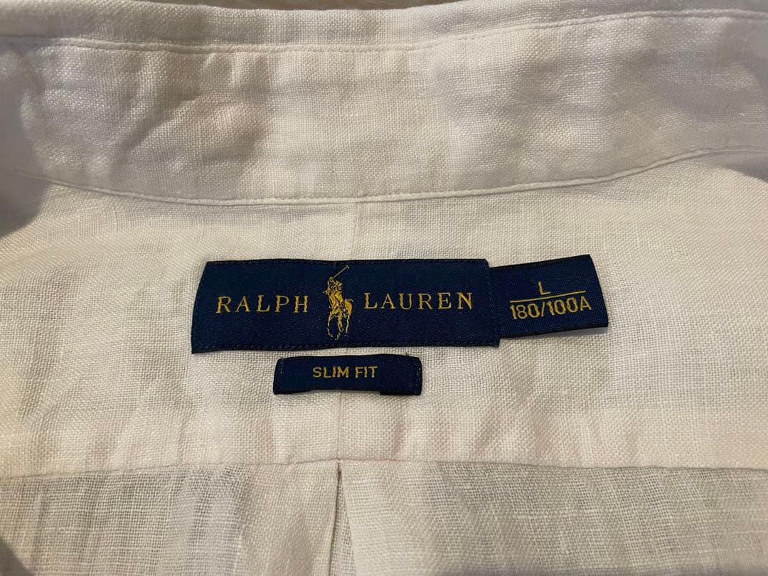 た*ま様 ラルフローレン リネンシャツ 麻シャツ オフホワイト アイボリー L