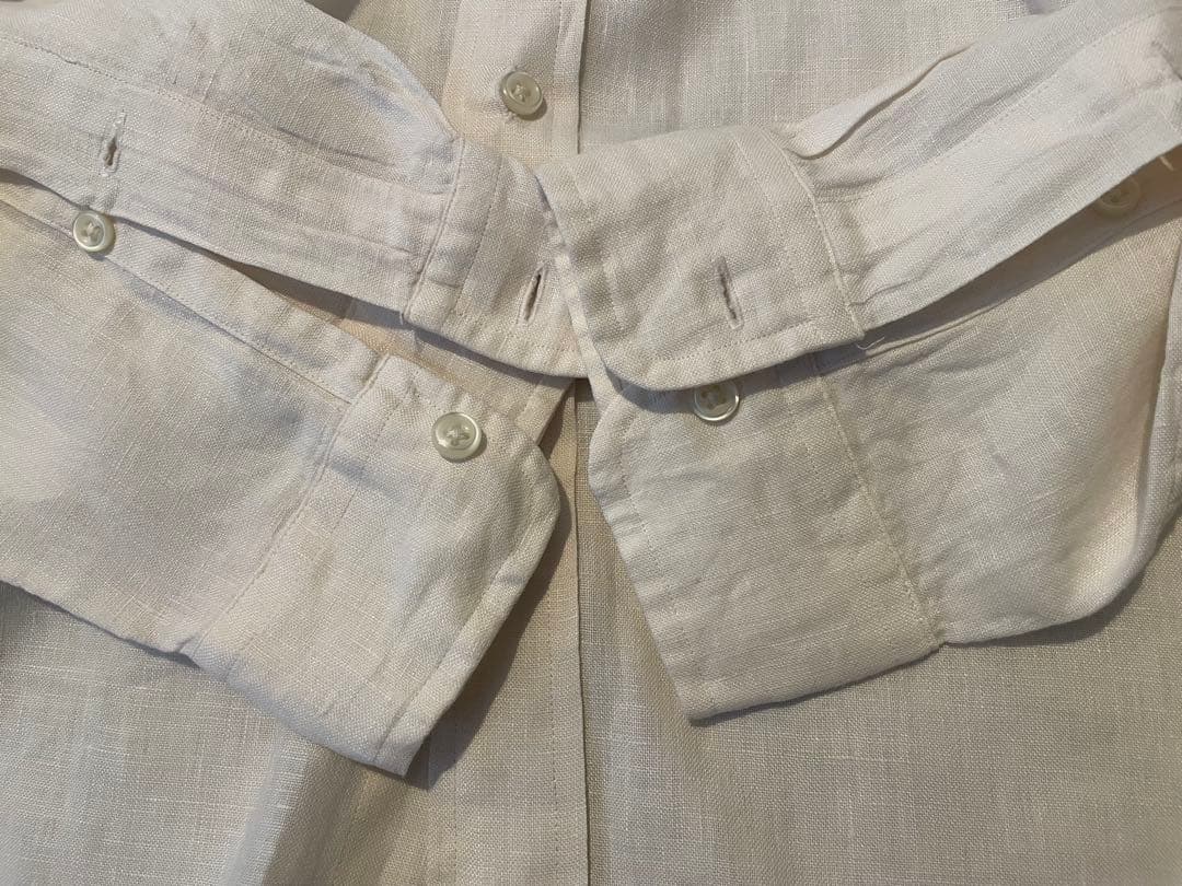 た*ま様 ラルフローレン リネンシャツ 麻シャツ オフホワイト アイボリー L