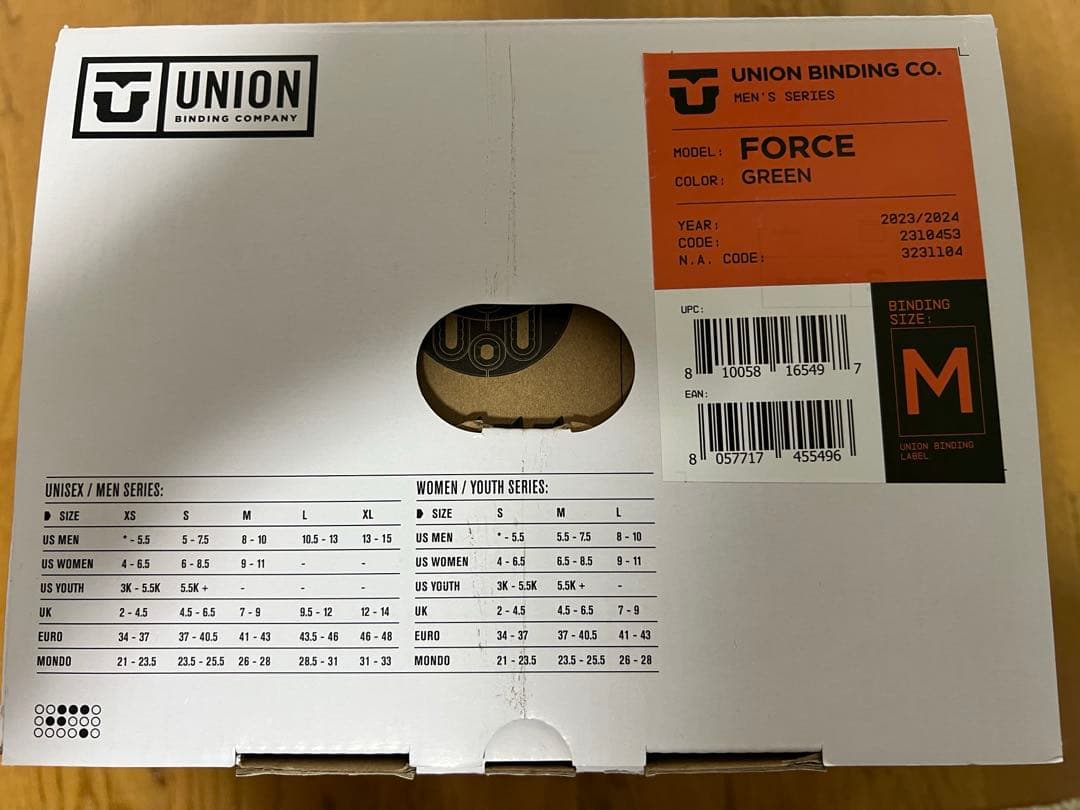 未使用品！UNION FORCE ビンディング M グリーン