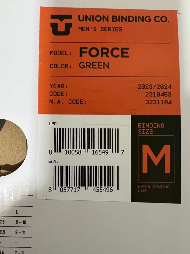 未使用品！UNION FORCE ビンディング M グリーン