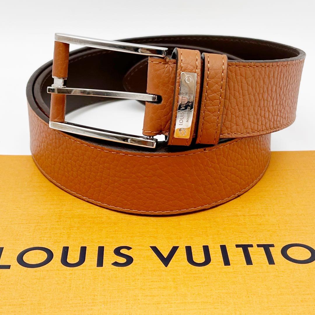 ルイヴィトン　サンチュール ポンヌフ　ベルト シルバー金具 95/38 茶色