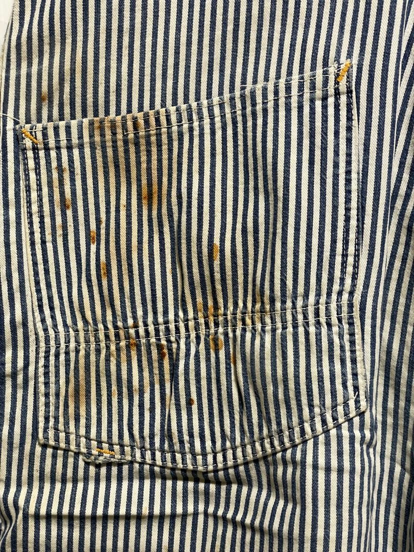 50s キャントバステム オーバーオール ヒッコリー W94cm ゴールド 左向